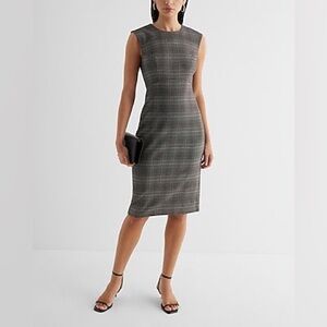 NWT Express Plaid Midi Sheath Dress